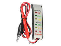Tester batteria e alternatore 12V con morsetto a coccodrillo e sonda