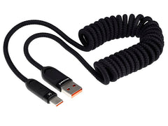 Cavo di ricarica USB-C WAYME nero con design a spirale, 50-180 cm
