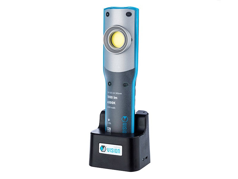 Lampada da lavoro ricaricabile VISION con LED COB da 10W e UV 395 nm