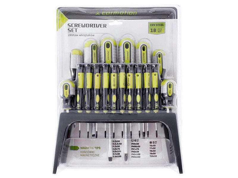Set di cacciaviti magnetici CARMOTION da 18 pezzi con supporto