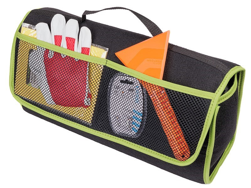 Organizer per bagagliaio in feltro con coperchio e maniglie