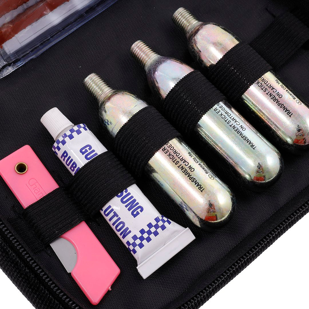 Kit di riparazione per pneumatici tubeless forati con cartucce CO2