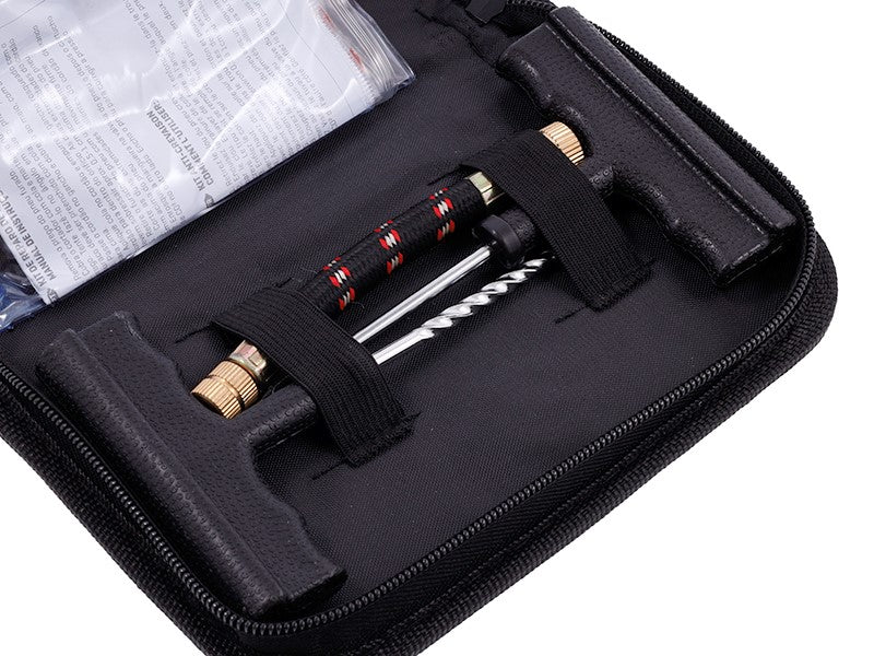 Kit riparazione pneumatici con utensili, colla e cartucce CO2