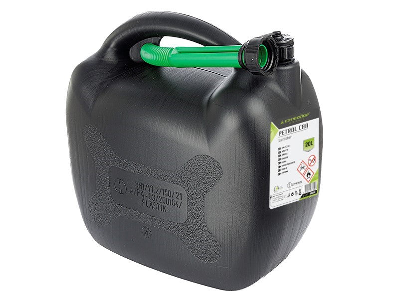 Tanica carburante ovale in plastica da 20 litri nera con tappo
