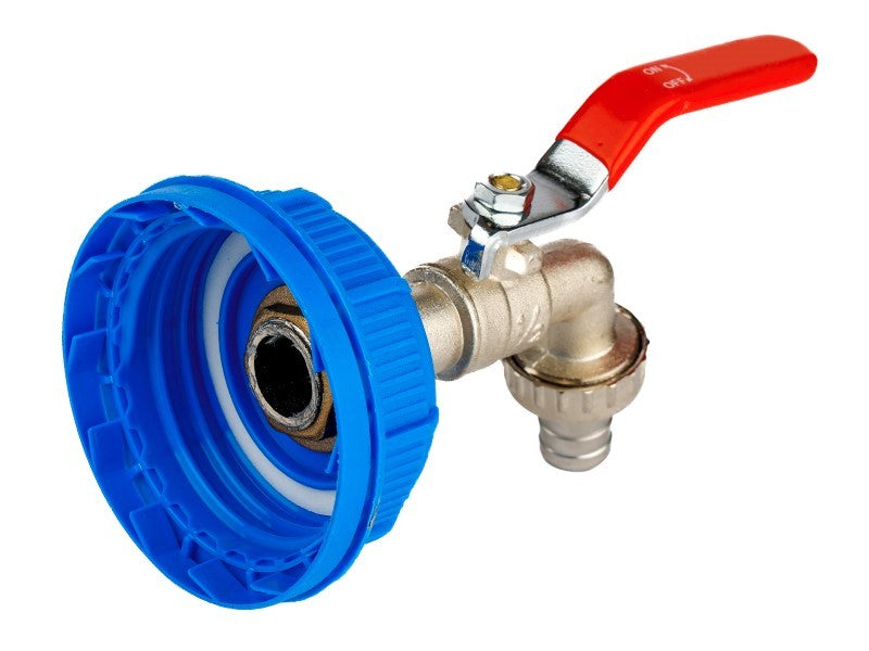 Rubinetto di scarico con valvola in metallo e cappuccio rosso 51 mm