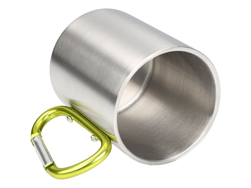 Tazza in acciaio inox con manico a moschettone
