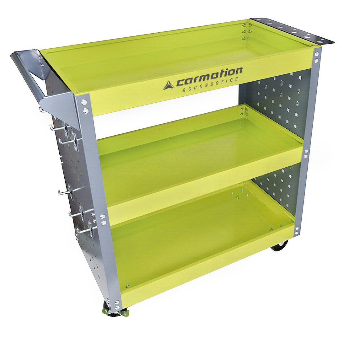Carrello da officina mobile con 3 ripiani e pannelli laterali