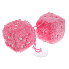 Dadi in peluche rosa per auto 60x60 mm