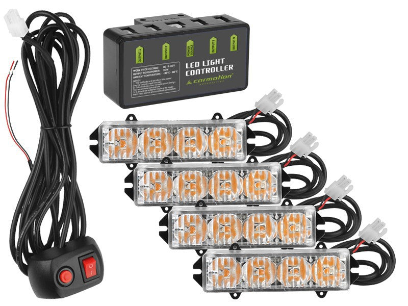 Kit luci di emergenza CARMOTION 12V 16W con 4 pezzi e telecomando