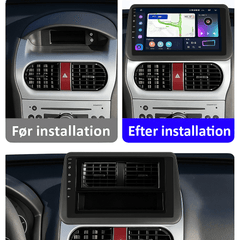 Opel Combo/Corsa/Tigra 01-11 - 9" Radio m. Apple CarPlay og Android Auto før og efter installation