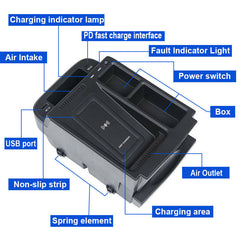Caricatore wireless per Honda CR-V 2017-2022 con vano portaoggetti nel bracciolo e ricarica rapida da 15W 