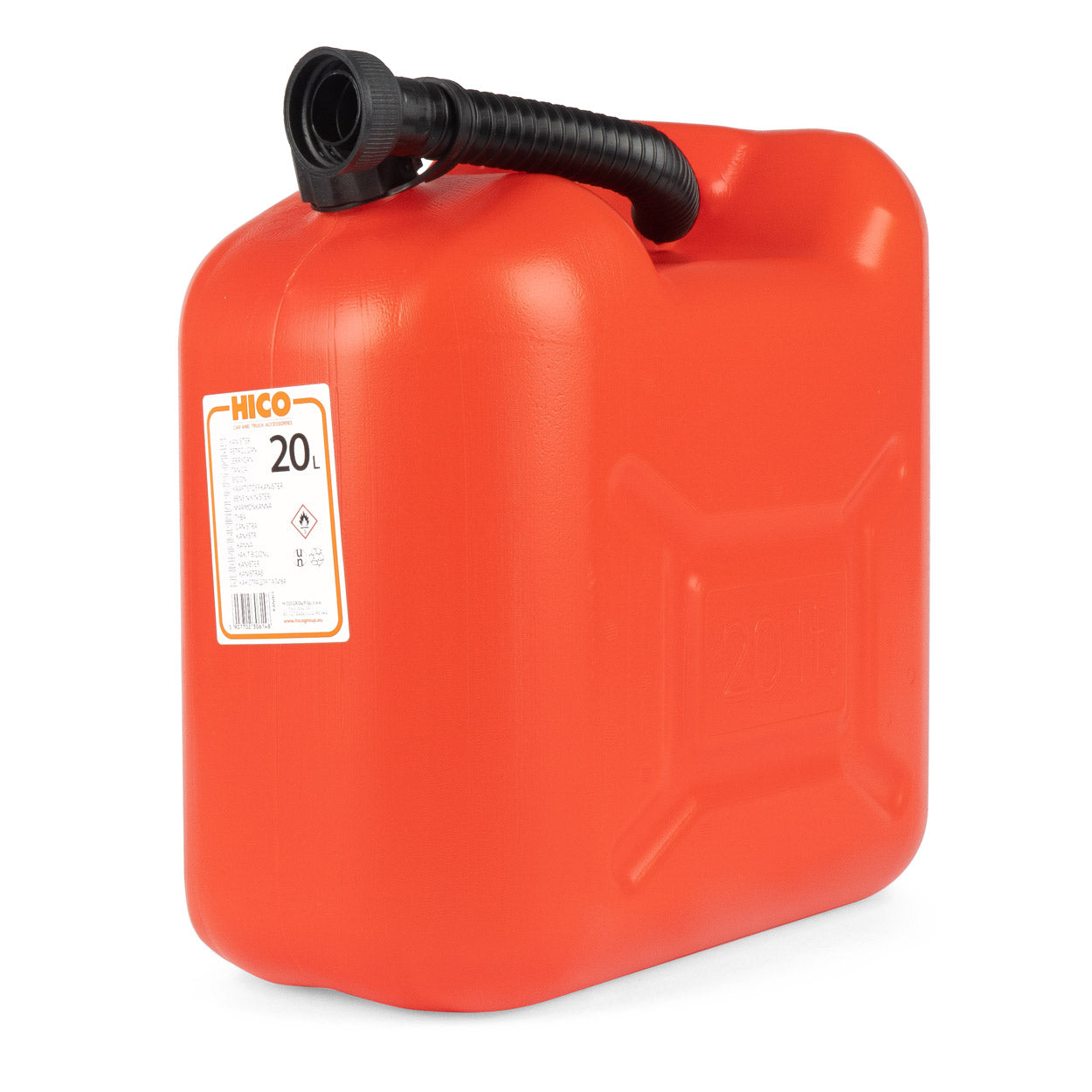 Rød plastdunk til brændstof på 20 liter