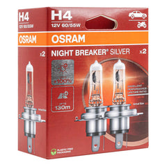 Lampade alogene Osram H4 Night Breaker Silver 12V, 2 pezzi.