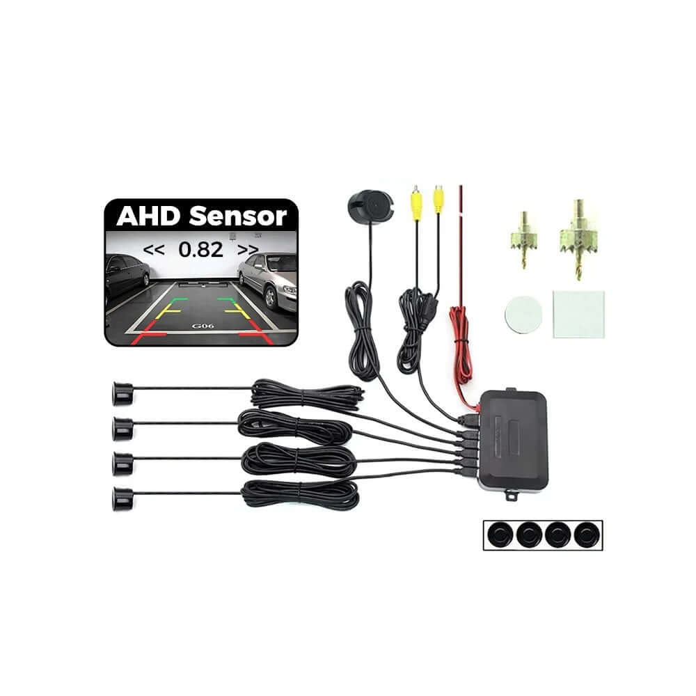 Kit sensori di parcheggio con 4 sensori e telecamera posteriore – visualizzazione sull’autoradio – Carmediaeurope.com
