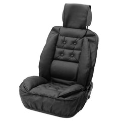 Cuscino sedile Carpoint con supporto lombare, look in pelle, nero 