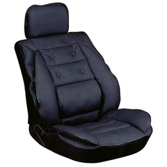 Cuscino sedile Carpoint con supporto lombare, look in pelle, nero 