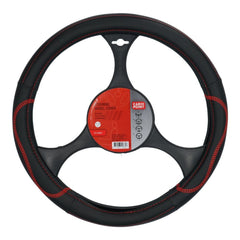 Rivestimento volante Carpoint in pelle PU, nero con dettagli rossi, 37-39 cm 