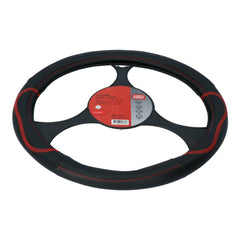 Rivestimento volante Carpoint in pelle PU, nero con dettagli rossi, 37-39 cm 