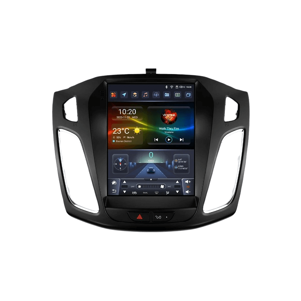 Ford Focus 11–18 – 9,7" Radio m. Apple CarPlay og Android Auto med touchscreen og funktioner.