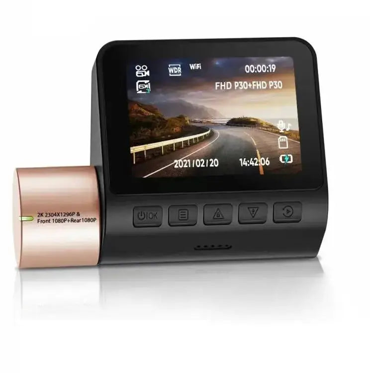 Dashcam 2K con WiFi e monitoraggio parcheggio (anteriore/posteriore) 