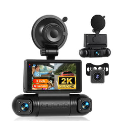 Dashcam 3" 2K con 4 telecamere – schermo IPS, G-Sensor e registratore DVR 