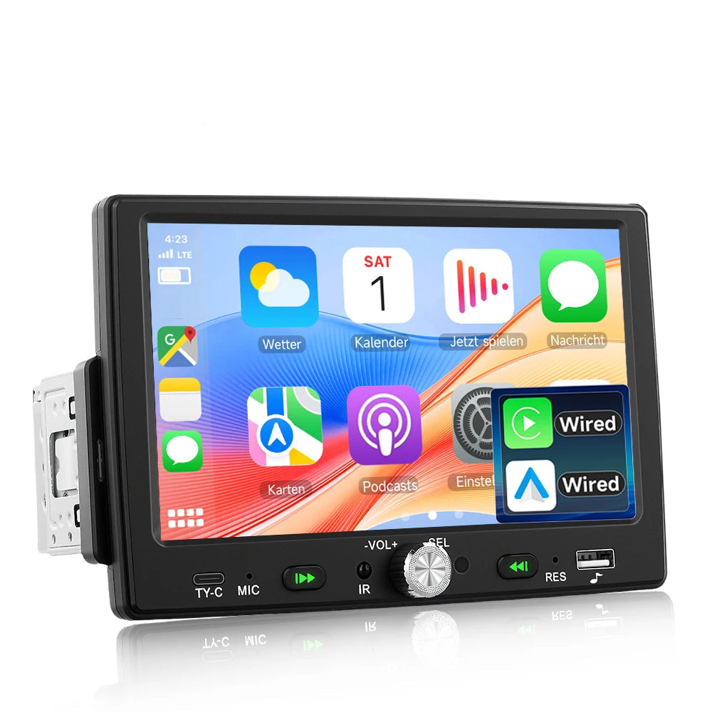 7" autoradio 1 DIN con Apple CarPlay e Android Auto – Bluetooth 5.0, touchscreen e USB 