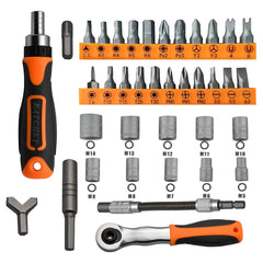 Set cacciaviti 38 in 1 con cricchetto – bussole, inserti e prolunga flessibile 