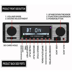 Autoradio 1 DIN con Bluetooth, USB e design retrò – lettore MP3 
