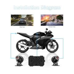 Dashcam per moto 1080P HD – Telecamera anteriore e posteriore con DVR e WiFi 