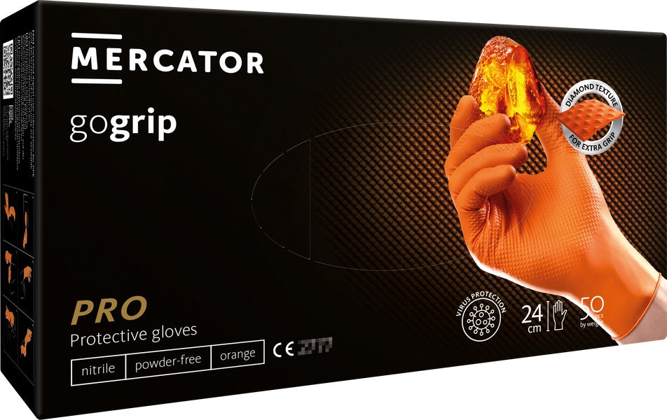Orange Mercator GoGrip nitrilhandsker i størrelse XXL