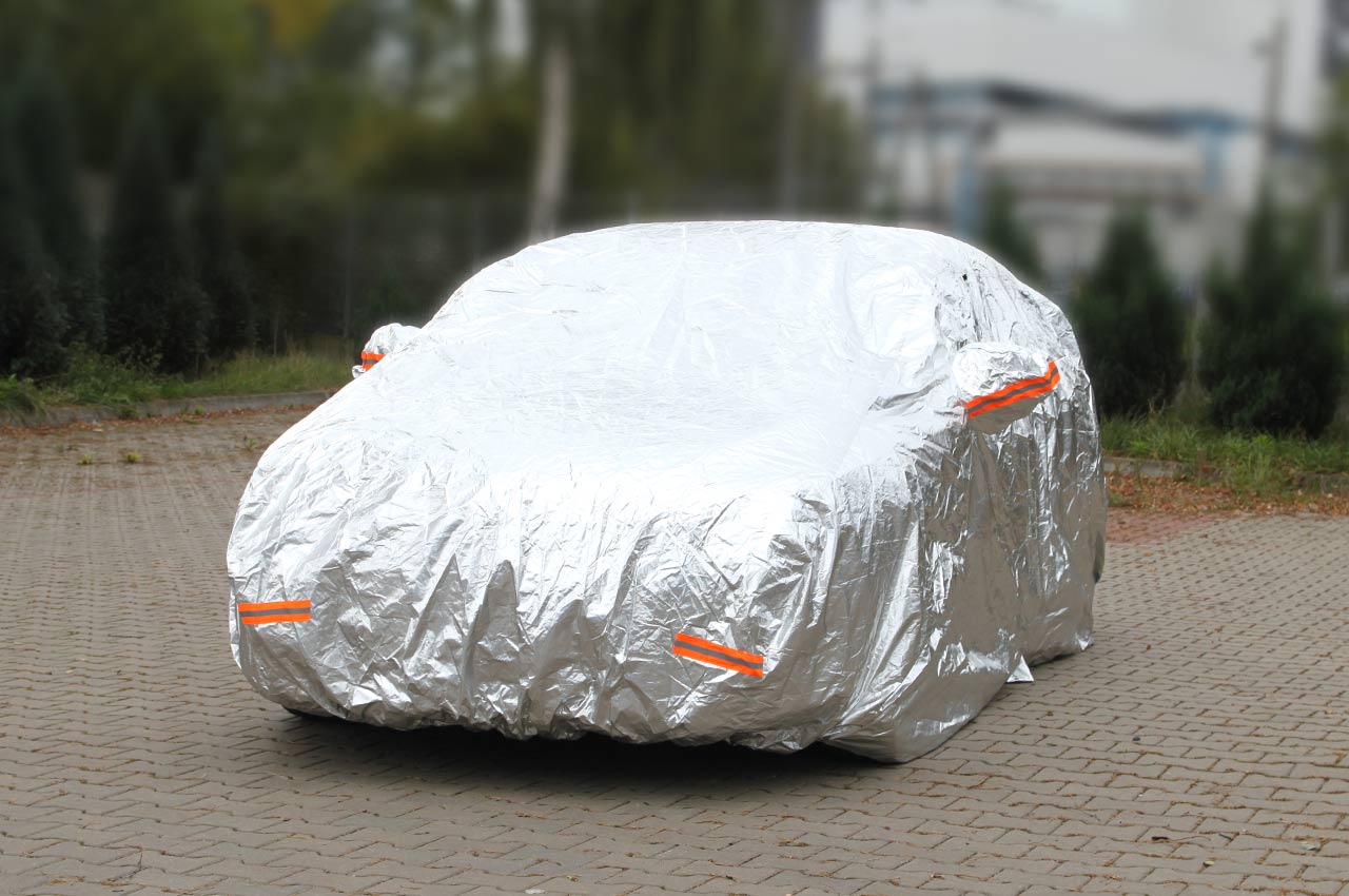 Aluminium-bilovertræk med lynlås i størrelse L
