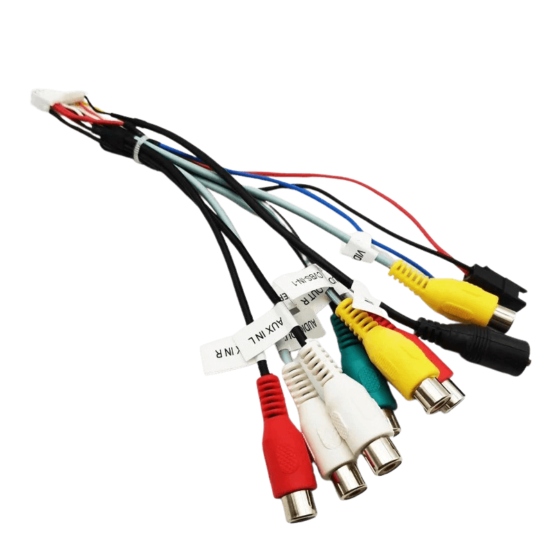 Cavo audio RCA a 20 pin – per radio Bilmedie con diverse connessioni per audio e video.