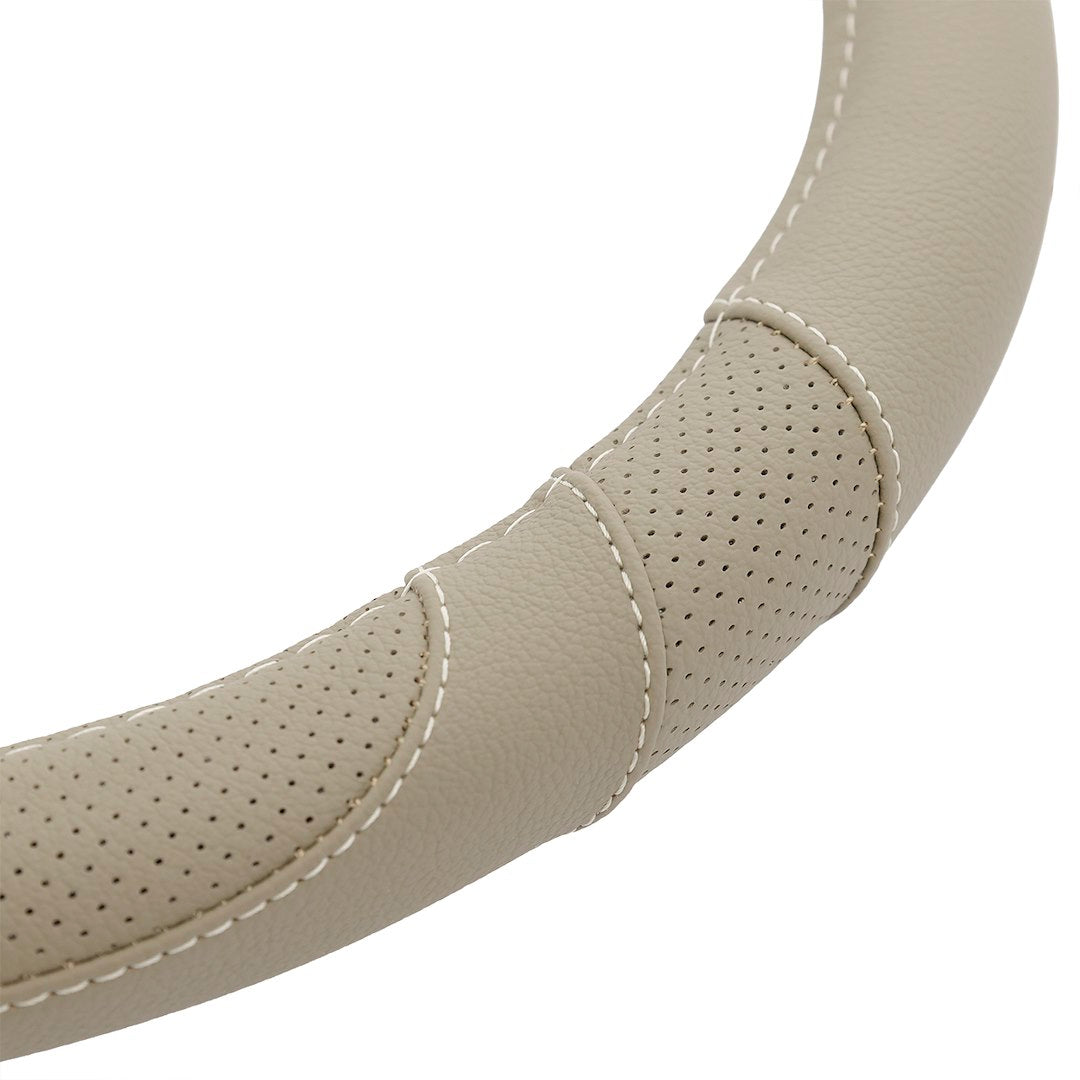 Coprivolante beige in pelle naturale taglia M